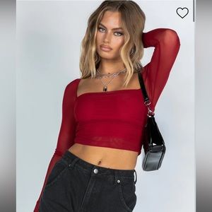 Princess Polly City Lights Long sleeve Top Red